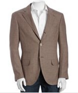 Brunello Cucinelli light brown houndstooth check linen blend 3-button blazer