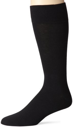 Florsheim Mens 3-pack Flat Knit Socks, Black, 6.5-12.5
