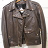Vintage Small '70s brown perfecto style Lesco Leathers motorcycle cruiser