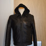 Sold ack leather jacket, size S, slim, with hood