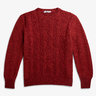$695 Inis Meain Aran Cashmere Sweater "Kilkenny" Chili Red Donegal Wool and Cashmere Cabled; Size L
