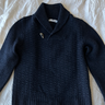 Inis Meain Shawl Collar Aran Sweater in Navy - Size S/M