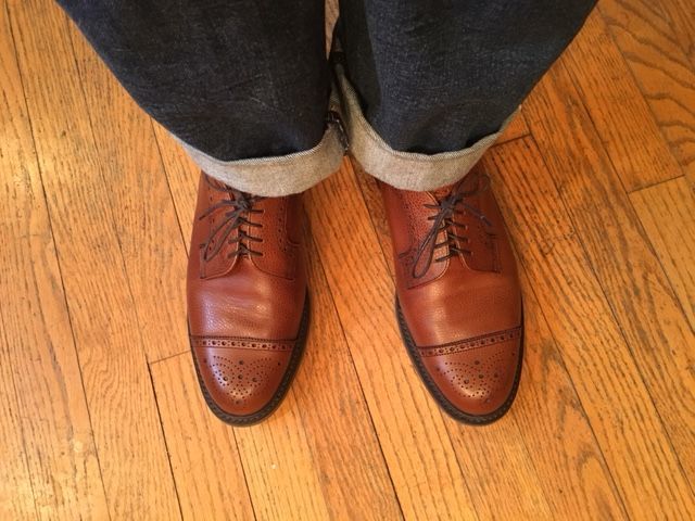 cap toe shoes with jeans