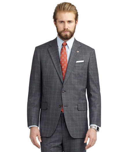 Brooks Brothers Madison Fit Plaid with Blue Deco Golden Fleece® Suit