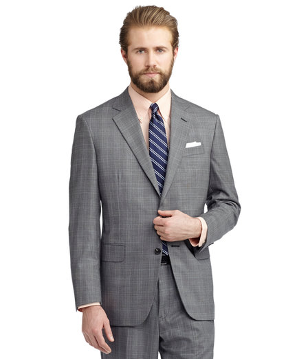 Brooks Brothers Madison Fit Plaid with Gold Deco Golden Fleece® Suit