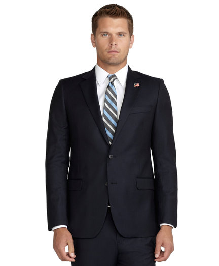 Brooks Brothers Fitzgerald Fit Saxxon Wool Narrow Stripe 1818 Suit