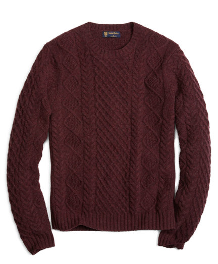 Brooks Brothers Saxxon Wool Cable Knit Crewneck Sweater
