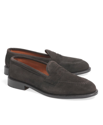 Brooks Brothers Hand Sewn Suede Penny Loafers