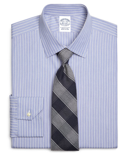 Brooks Brothers Egyptian Cotton Slim Fit Spread Collar Broadcloth Heathered Ground Stripe Luxury Dre