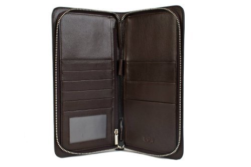 Avallone Men's Leather Passport Holder One Size Brown