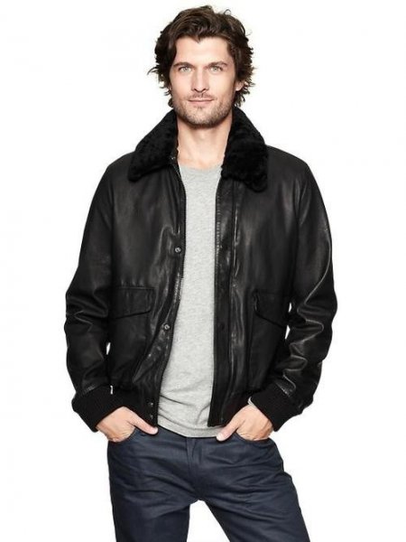 gap leather bomber jacket