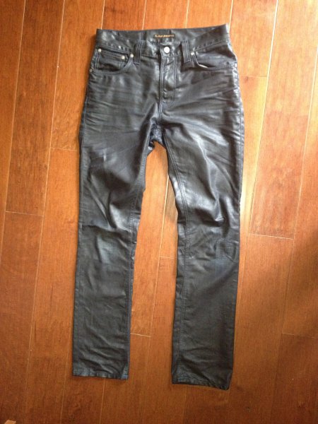 Nudie Thin Finn Black Coated Indigo Waxed Jeans | Styleforum