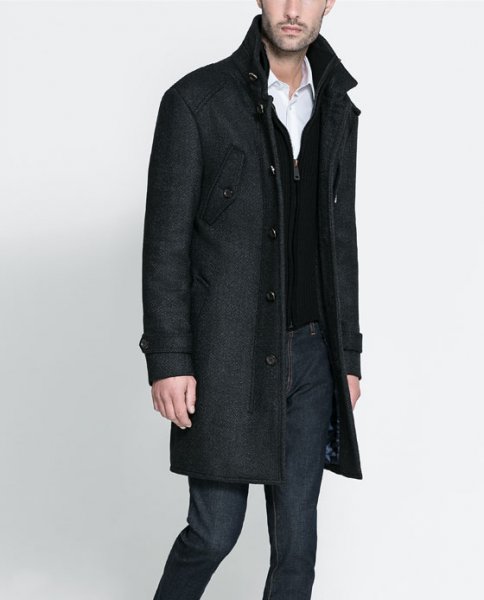 Zara charcoal knit 3/4 coat Mens L | Styleforum