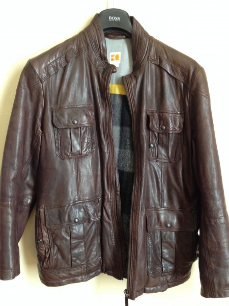 Hugo Boss Orange chocolate leather jacket 40R | Styleforum
