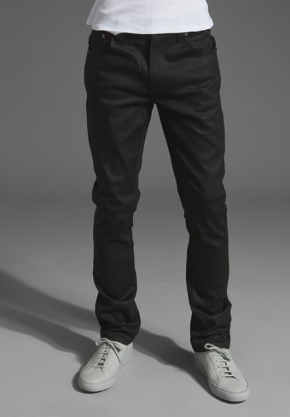 Nudie Jeans Slim Jim Dry Black Coated Jeans in size 28/32 | Styleforum