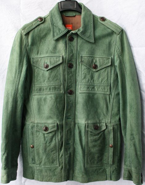 $750 PRICE REDUCED! Used HUGO BOSS Orange Label JORAY green 100% lamb leather  jacket (40R US, 50 EU) | Styleforum