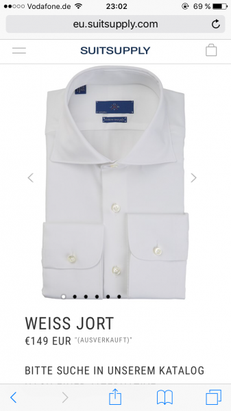 SuitSupply Jort Collection Luxury Shirt Sz. 16" (EU 41) - white- Slim Fit -  was $199 | Styleforum