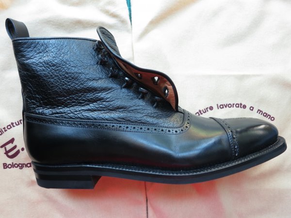 Enzo Bonafe Button Boots, black calf / peccary, size 9.5 | Styleforum