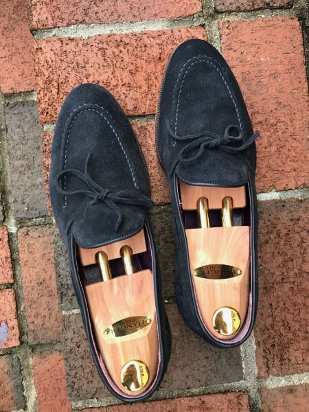 Carmina navy suede string loafers, Uetam, 9UK *price drop* | Styleforum