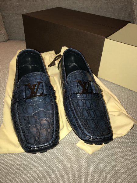 BNIB Louis Vuitton Monte Carlo Loafers in Crocodile Leather Size 11