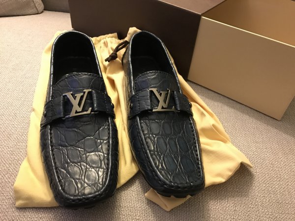 BNIB Louis Vuitton Monte Carlo Loafers in Crocodile Leather Size 11