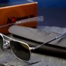 American Optical Polarized Original Pilot Sunglasses 57MM Matte Chrome Gray