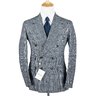 Orazio Luciano Grey Blue Wool Silk Cotton Glen Plaid Double Breasted Suit 38