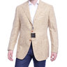 Sartoria Partenopea 42R 52 Olive Green Houndstooth 3-Button Silk Linen Blend Blazer Sportcoat