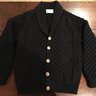 Inverallan 6a Shawl Cardigan Sweater - Mens Size 42 - Black - Hand Knit Scottish Wool