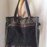 Christian Kimber Green tweed and Leather Tote