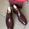 Carmina Split-toe Derby shoes 7.5 in dark burgundy box calf leather