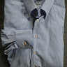 Panta oxford button-down shirt, blue/white stripe