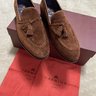 [Sold] Carmina Uetam Brown Polo Suede Tassel Loafer 8 UK Half Lined (with Box and Bags)