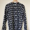 SOLD | 18 East Black Band Collar Paisley Shirt - Size Small