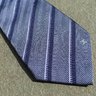NWOT $200 Celine Italian Made Slim Silk Neck Tie in Blue Multi-Tone Herringbone Stripe