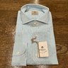 [SOLD] NWT Luigi Borrelli Napoli Sky Blue Stripe Seersucker Shirt - 42(16.5) Size