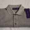 NWT $395 RLPL Short Sleeved Polo Shirt Size S, Classic Light Heather Grey, 100% Pique Cotton