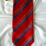 SOLD ZILLI Mens 100% Silk Necktie FRANCE Luxury Designer Stripes Red/Blue/Gold NWT