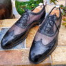 SOLD Made to Order EDWARD GREEN FALKIRK in Slate & Black for HARDY AMIES- UK 10.5 US 11