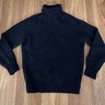 ***SOLD*** Drake's Navy Blue Lambswool Submariner Roll Neck Turtleneck Sweater | Size 42