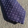 NWT Pual Smith Linen, Cotton & Silk Blend Neck Tie in Navy w/ White Polka Dots from MR Porter