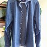 Sold-Eton Mens Indigo Blue Denim Shirt Size 16 Cotton Cutaway Collar