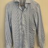 G. Inglese - T. Mason light blue stripe cotton poplin shirt, spread collar - 15/38