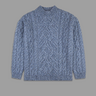 SOLD - Drake's Light Blue Aran Knit Wool Crewneck Jumper