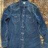Brunello Cucinelli Westerny Pearlsnap Shirt Navy micro Corduroy XL Fits Like L