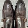 SOLD-Santoni Men Double Monk Shoes Hand Patina Espresso US10 Lightly Worn Beautiful