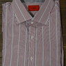 FURTHER PRICE DROP!  NWT Isaia Pink/White/Grey Stripe Shirts Sizes 15.75, 17.5 Retail $450
