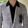 Cavour gun club summer sport coat; size 38US; Loro Piana silk and cotton