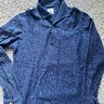 G. Inglese navy long-sleeve polo shirt in navy melange grenadine cotton