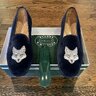 Stubbs & Wootton - New in Box Navy Fox Velvet Slippers - size 9.5